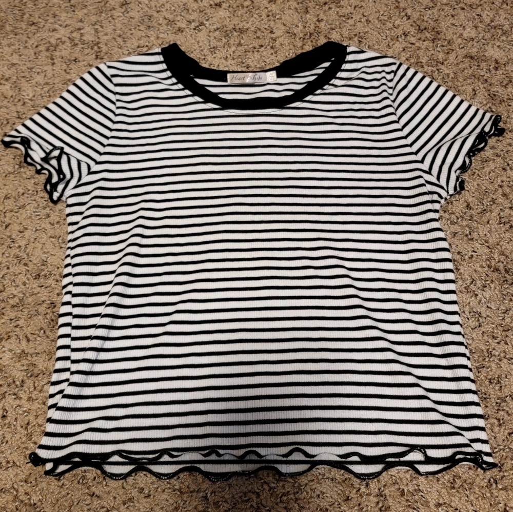 Black & White Striped Cropped Tee